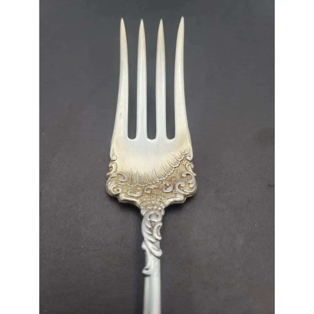 Antique Silverplate Wm ROGERS YALE 1894 Small Meat Serving Fork Mono